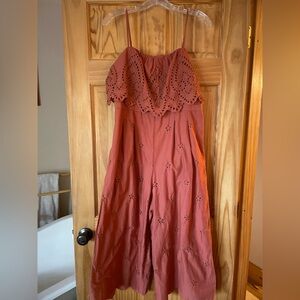 American Eagle Outfitters Strapless Rust Jumpsuit